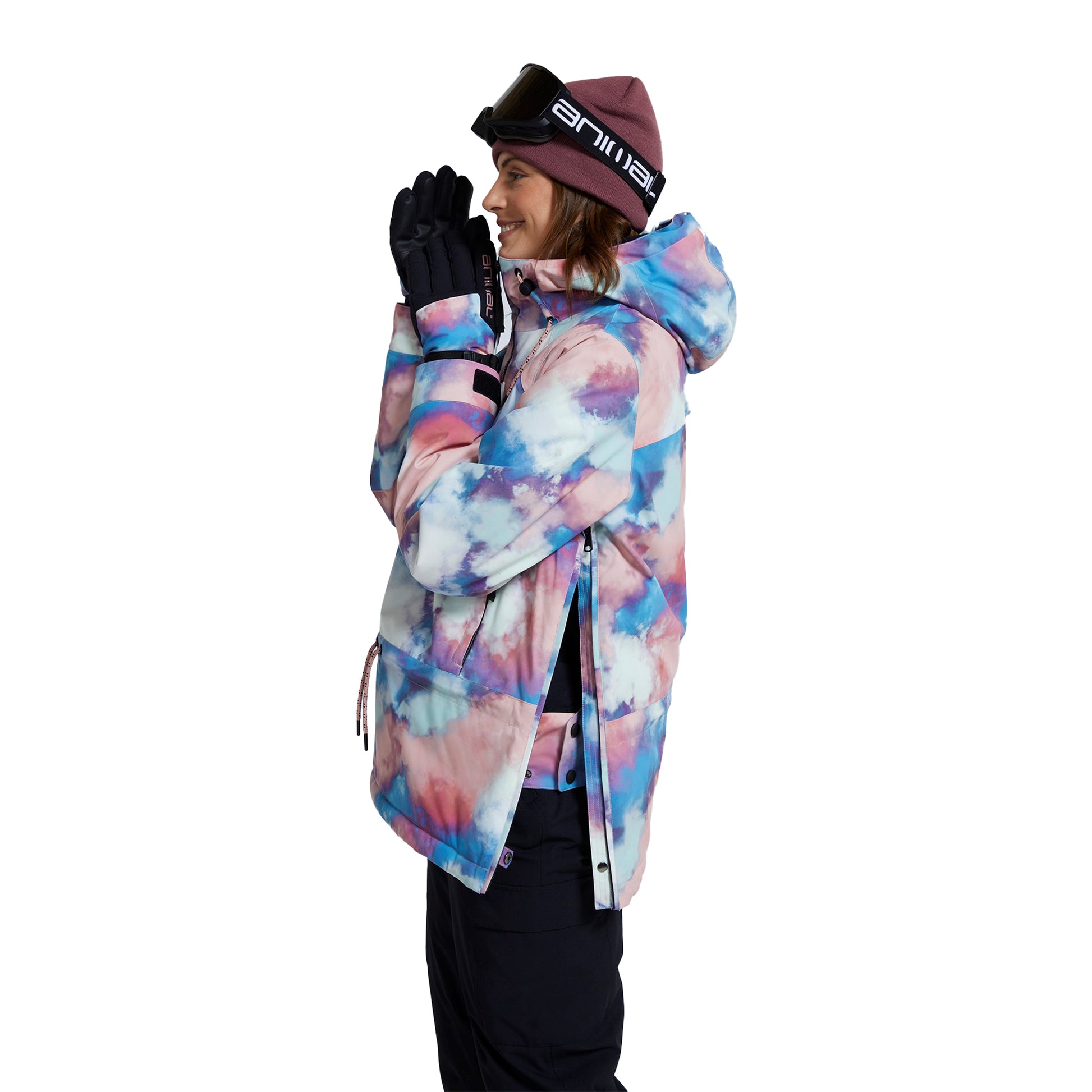 Multicoloured - Side - Animal Womens-Ladies Snowstorm Overhead Ski Jacket