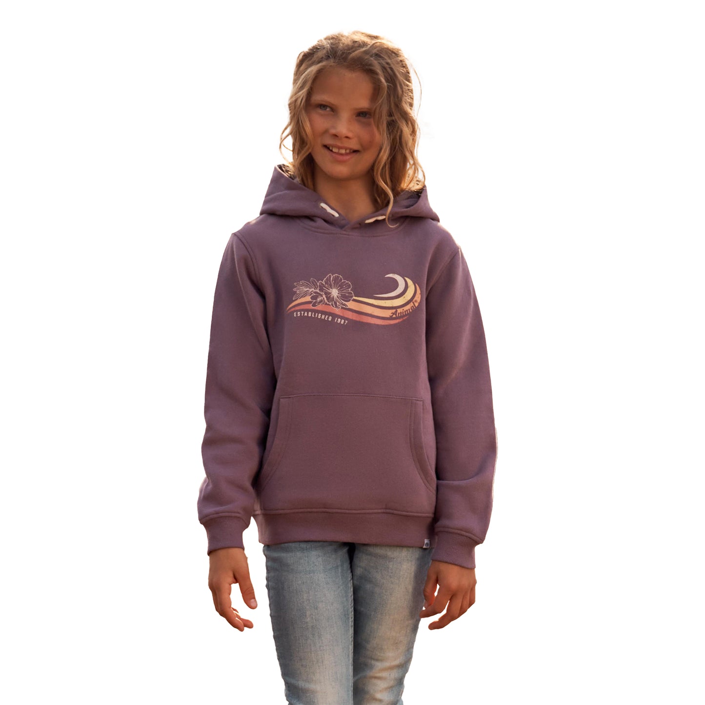 Dark Grey - Side - Animal Childrens-Kids Ellen Graphic Print Organic Hoodie