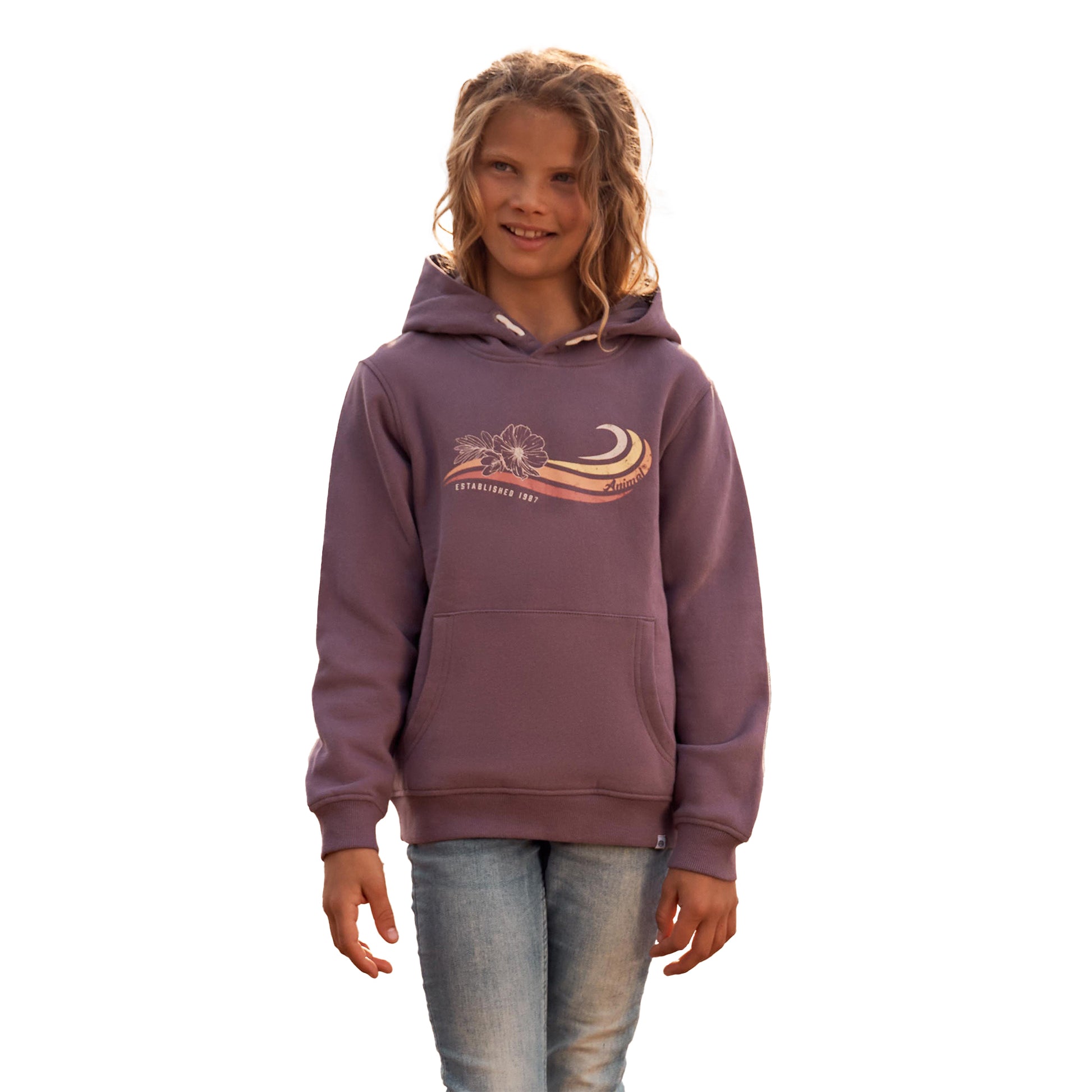 Dark Grey - Side - Animal Childrens-Kids Ellen Graphic Print Organic Hoodie