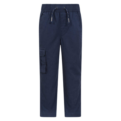 Navy - Front - Mountain Warehouse Childrens-Kids Jersey Lined Pull-On Cargo Trousers