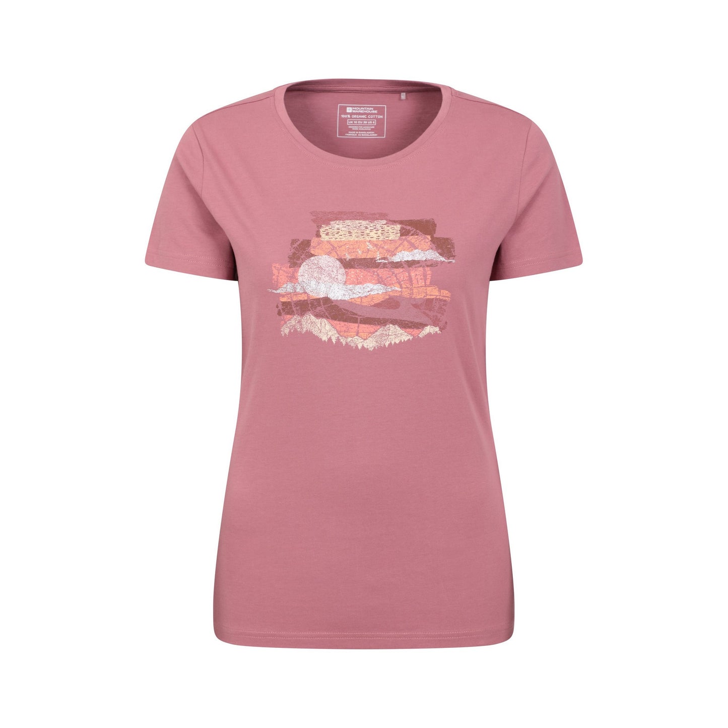 Dark Pink - Front - Mountain Warehouse Womens-Ladies Landscape Organic T-Shirt
