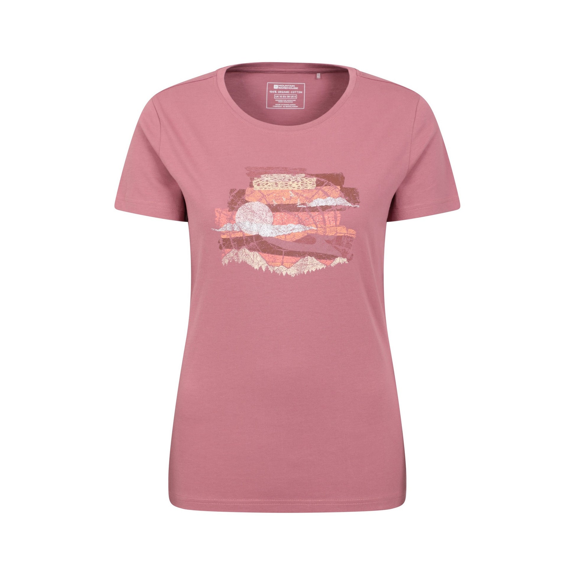 Dark Pink - Front - Mountain Warehouse Womens-Ladies Landscape Organic T-Shirt