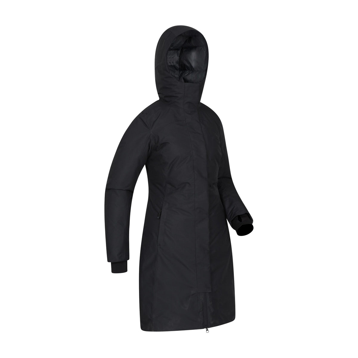 Black - Side - Mountain Warehouse Womens-Ladies Polar Down Long Length Hybrid Jacket