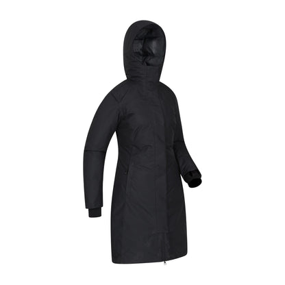 Black - Side - Mountain Warehouse Womens-Ladies Polar Down Long Length Hybrid Jacket