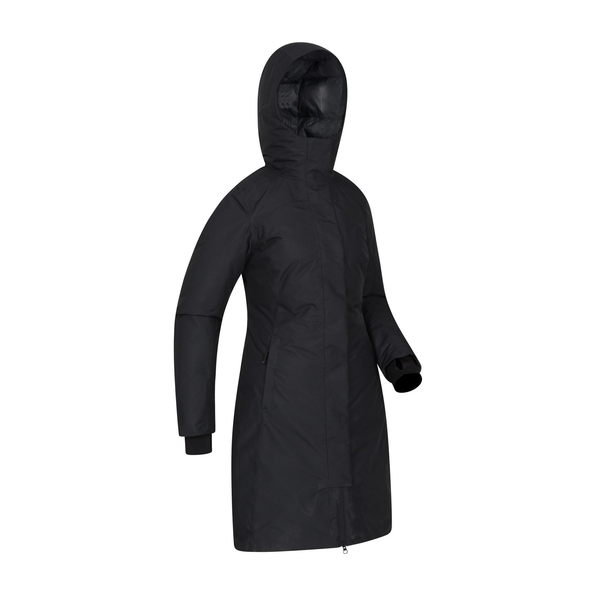 Black - Side - Mountain Warehouse Womens-Ladies Polar Down Long Length Hybrid Jacket