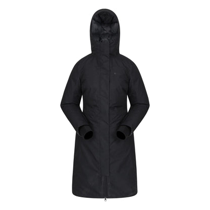 Black - Front - Mountain Warehouse Womens-Ladies Polar Down Long Length Hybrid Jacket