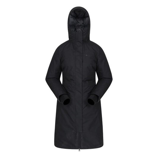Black - Front - Mountain Warehouse Womens-Ladies Polar Down Long Length Hybrid Jacket