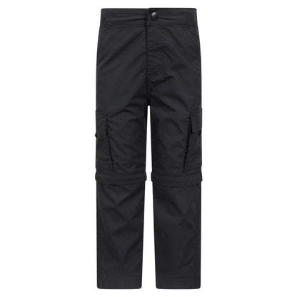 Black - Front - Mountain Warehouse Childrens-Kids Convertible Active Trousers