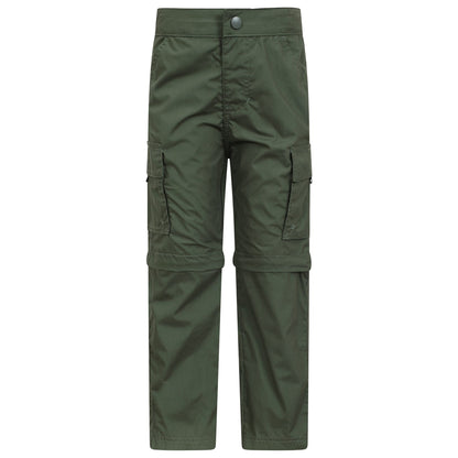 Khaki Green - Front - Mountain Warehouse Childrens-Kids Convertible Active Trousers