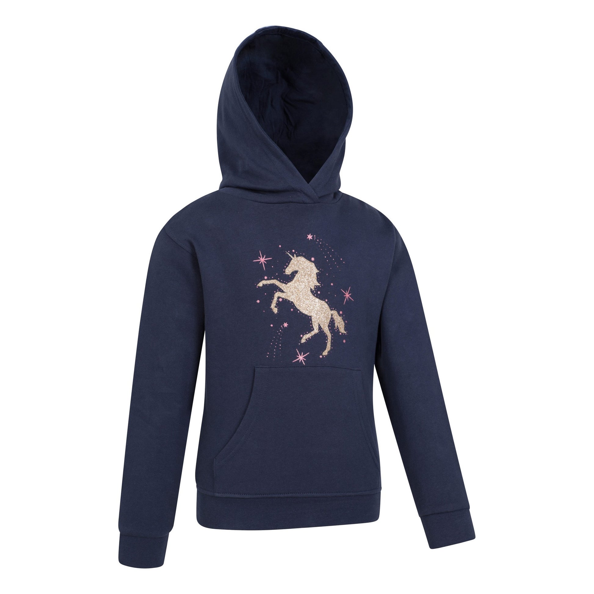 Navy - Side - Mountain Warehouse Childrens-Kids Unicorn Organic Hoodie