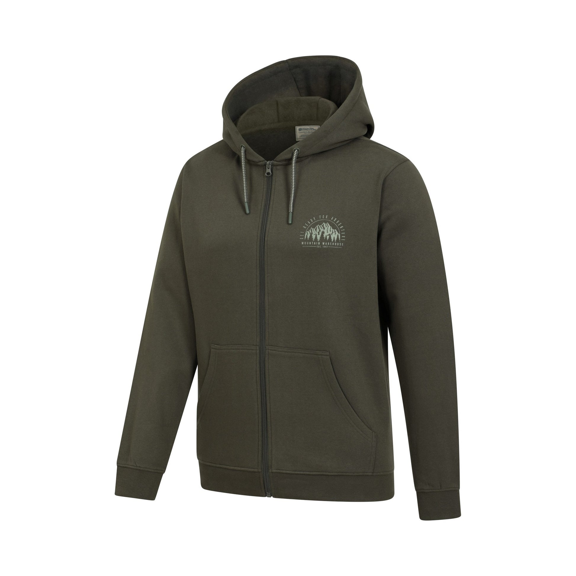 Khaki Green - Side - Mountain Warehouse Mens Adventure Full Zip Hoodie