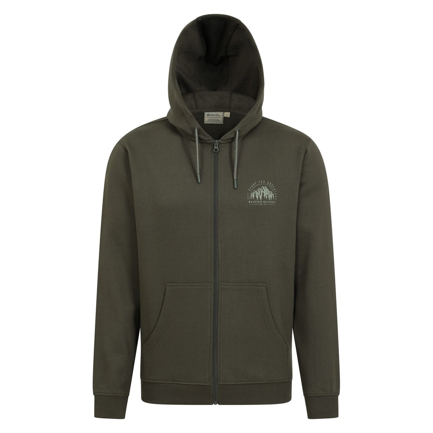 Khaki Green - Front - Mountain Warehouse Mens Adventure Full Zip Hoodie