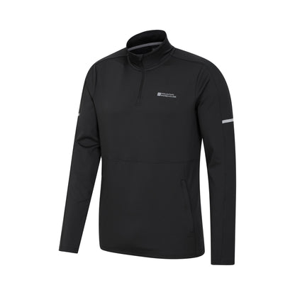 Black - Back - Mountain Warehouse Mens Core Recycled Half Zip Midlayer