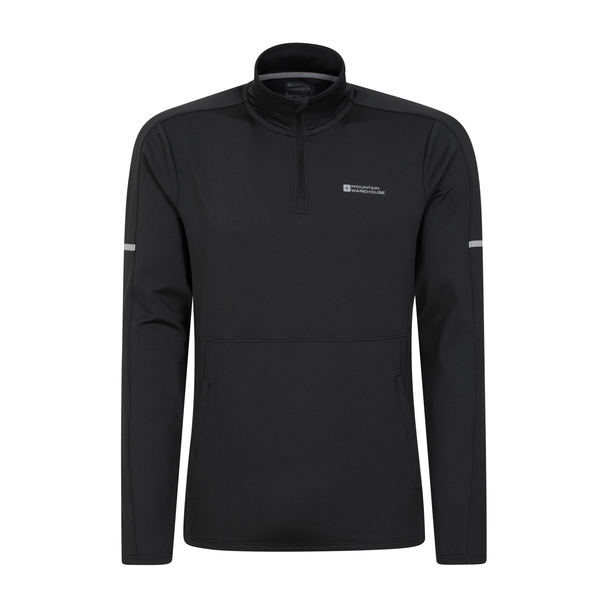 Black - Front - Mountain Warehouse Mens Core Recycled Half Zip Midlayer