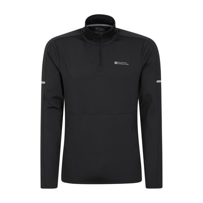 Black - Front - Mountain Warehouse Mens Core Recycled Half Zip Midlayer