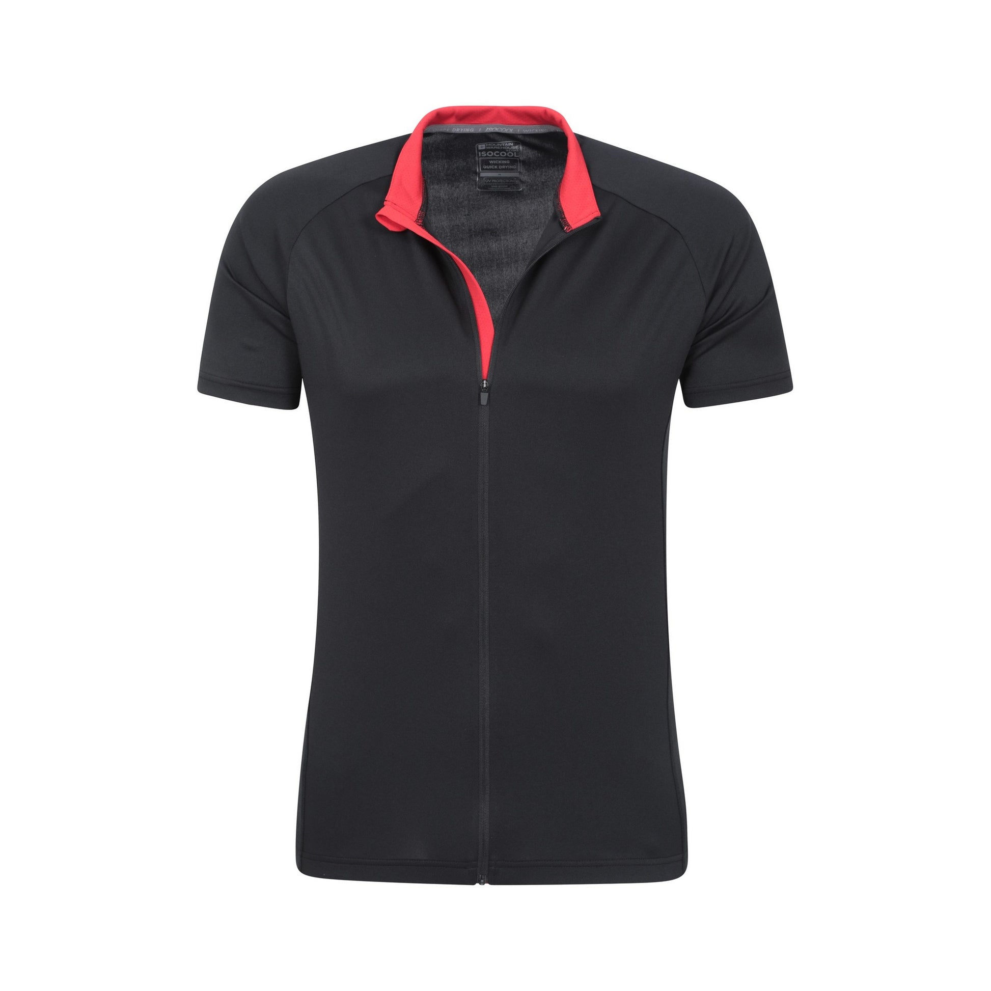 Jet Black - Pack Shot - Mountain Warehouse Mens Roubaix Full Zip Cycling Top