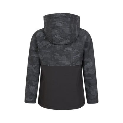 Black Camo - Back - Mountain Warehouse Childrens-Kids Exodus Camouflage Soft Shell Jacket
