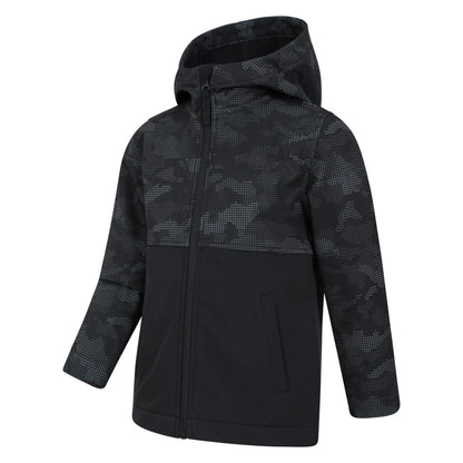 Black - Lifestyle - Mountain Warehouse Childrens-Kids Exodus Camouflage Soft Shell Jacket