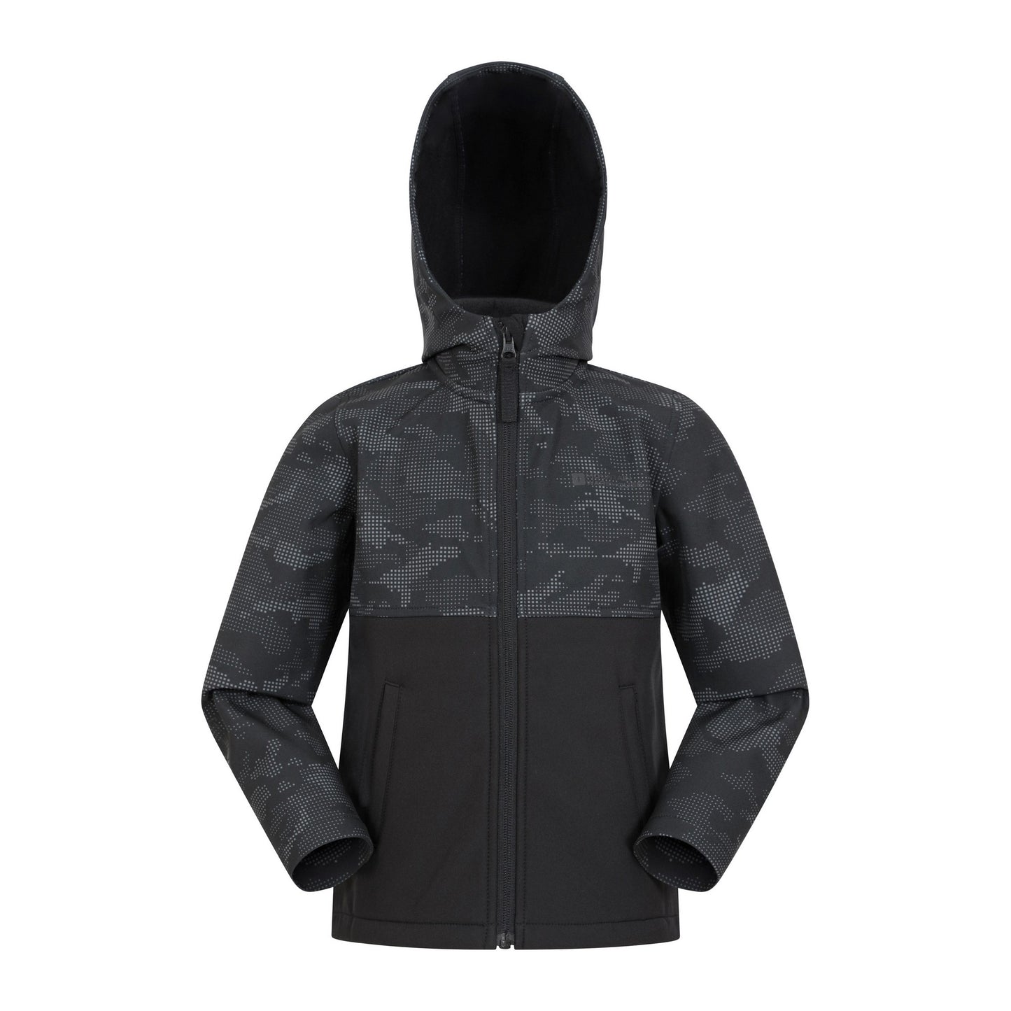 Black Camo - Front - Mountain Warehouse Childrens-Kids Exodus Camouflage Soft Shell Jacket
