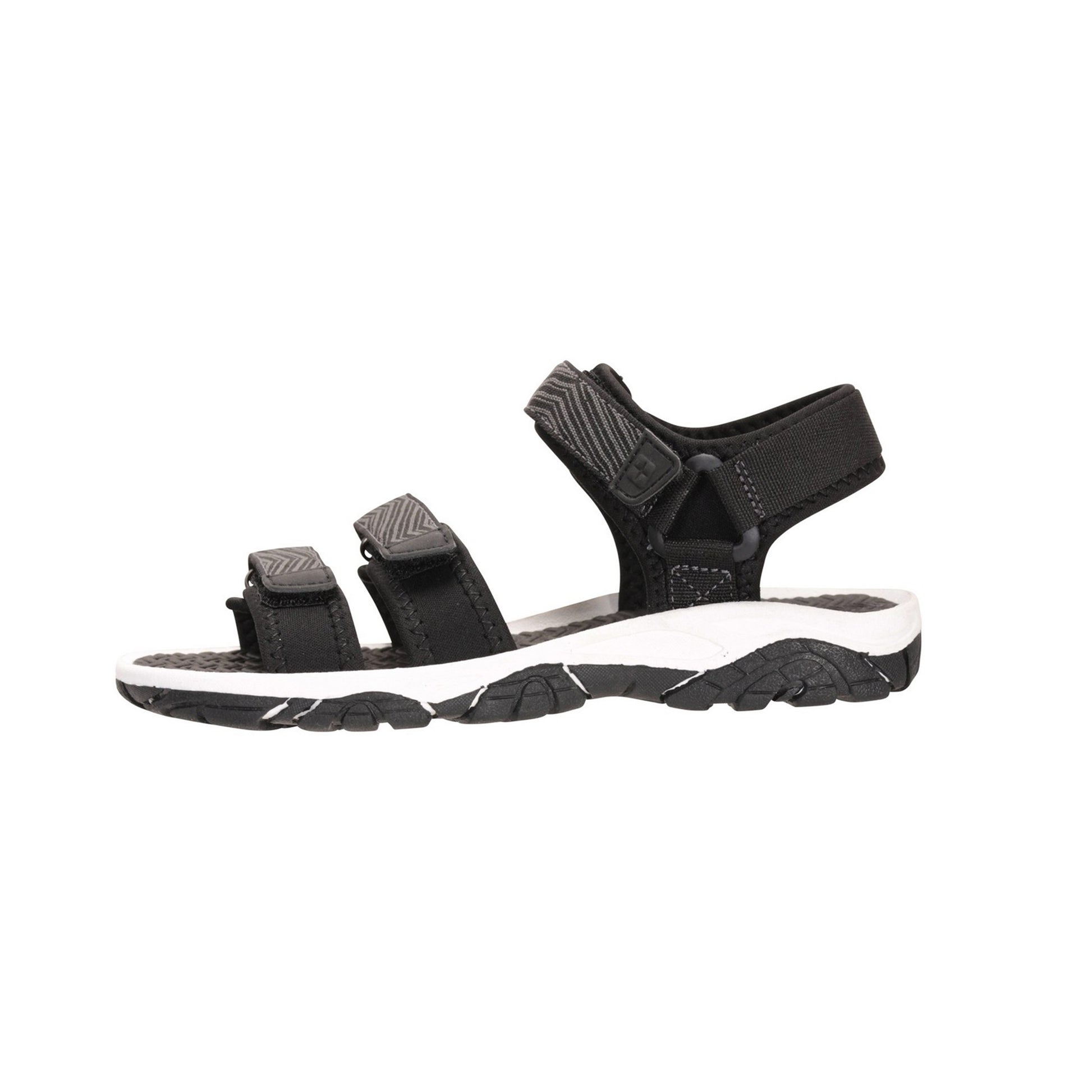 Black - Side - Mountain Warehouse Childrens-Kids 3 Touch Fastening Strap Sandals