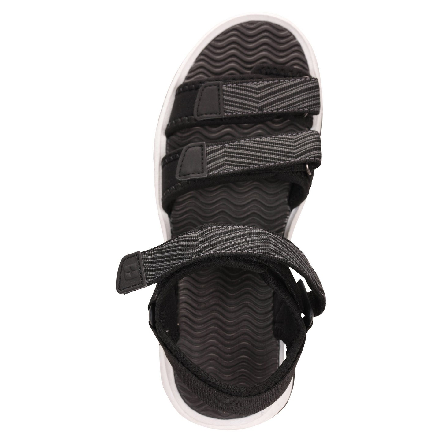 Black - Pack Shot - Mountain Warehouse Childrens-Kids 3 Touch Fastening Strap Sandals