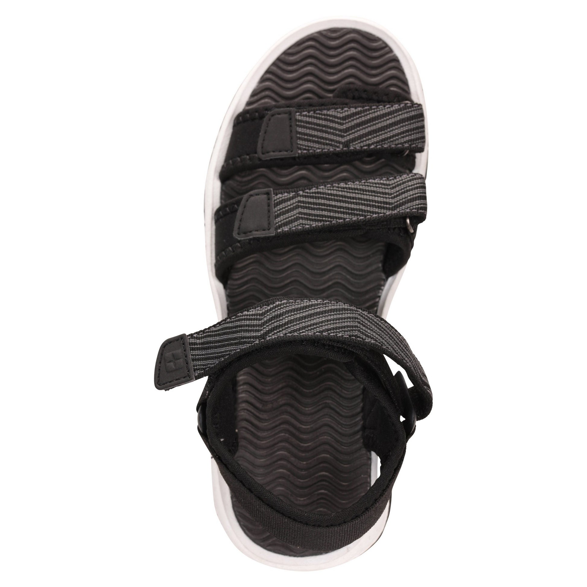 Black - Pack Shot - Mountain Warehouse Childrens-Kids 3 Touch Fastening Strap Sandals