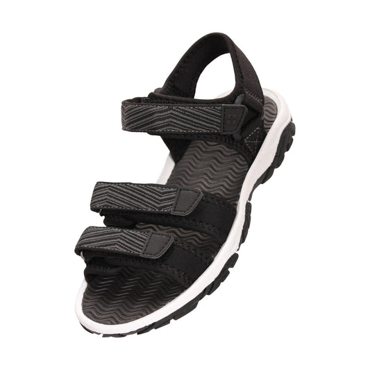 Black - Front - Mountain Warehouse Childrens-Kids 3 Touch Fastening Strap Sandals
