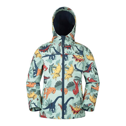 Multicoloured - Front - Mountain Warehouse Childrens-Kids Exodus II Animal Print Water Resistant Soft Shell Jacket