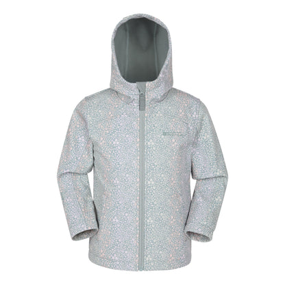 Light Khaki - Front - Mountain Warehouse Childrens-Kids Exodus II Animal Print Water Resistant Soft Shell Jacket