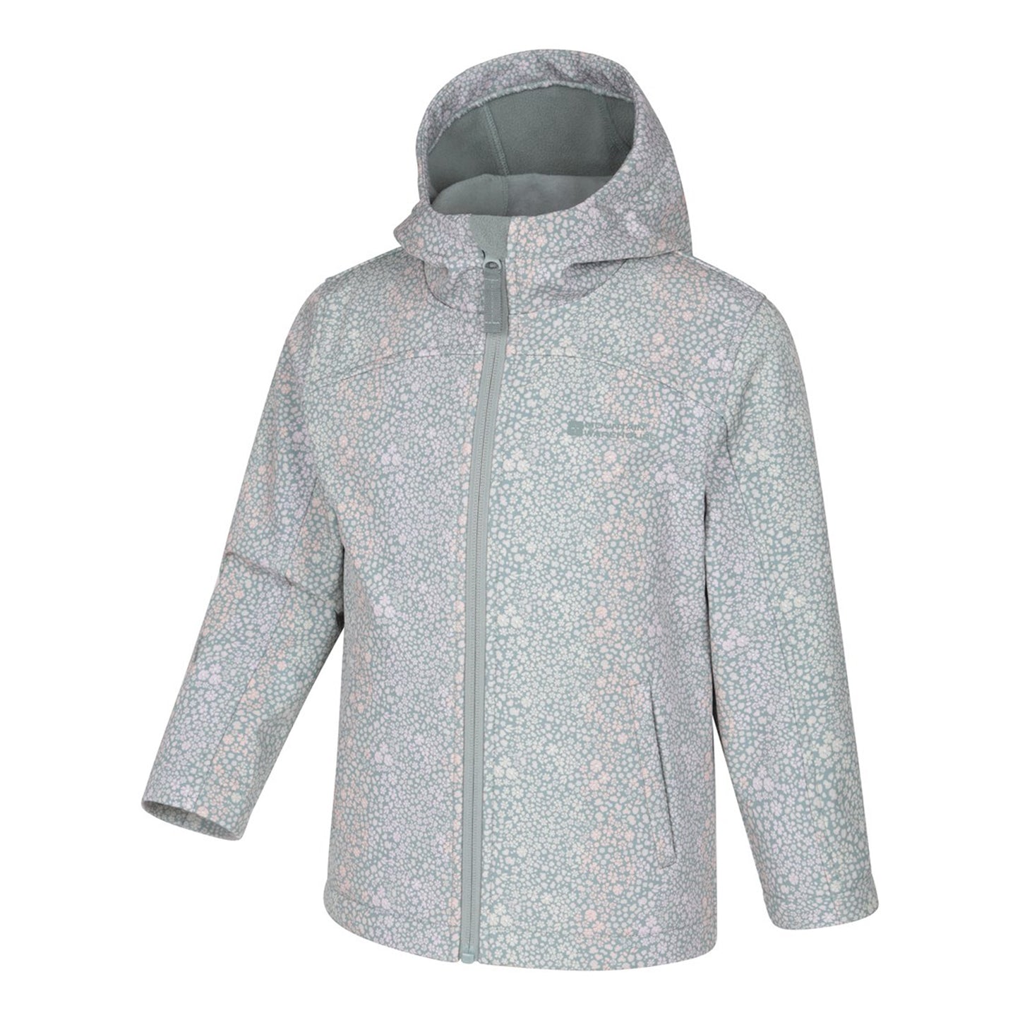 Light Khaki - Side - Mountain Warehouse Childrens-Kids Exodus II Animal Print Water Resistant Soft Shell Jacket