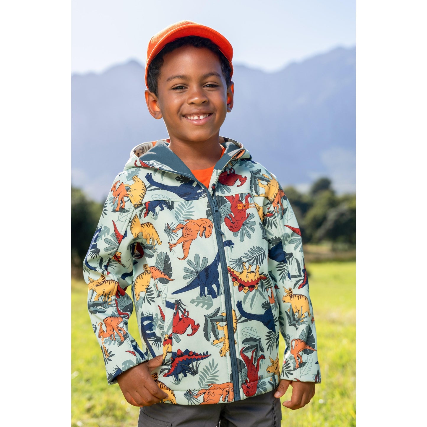 Multicoloured - Front - Mountain Warehouse Childrens-Kids Exodus II Animal Print Water Resistant Soft Shell Jacket