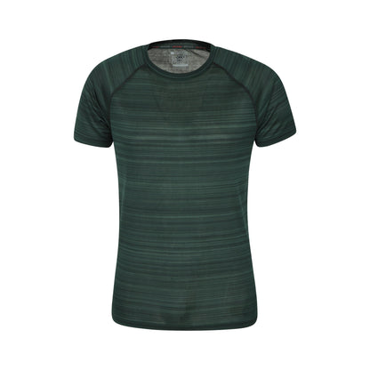 Dark Khaki - Front - Mountain Warehouse Mens Endurance Striped T-Shirt