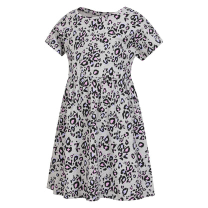 Grey - Side - Mountain Warehouse Girls Essentials Lora Leopard Print Dress
