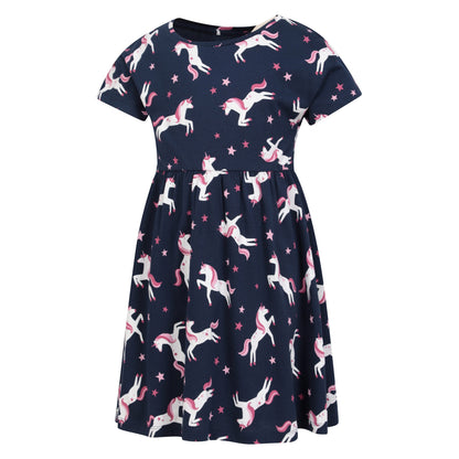 Navy - Side - Mountain Warehouse Girls Essentials Lora Unicorn Dress