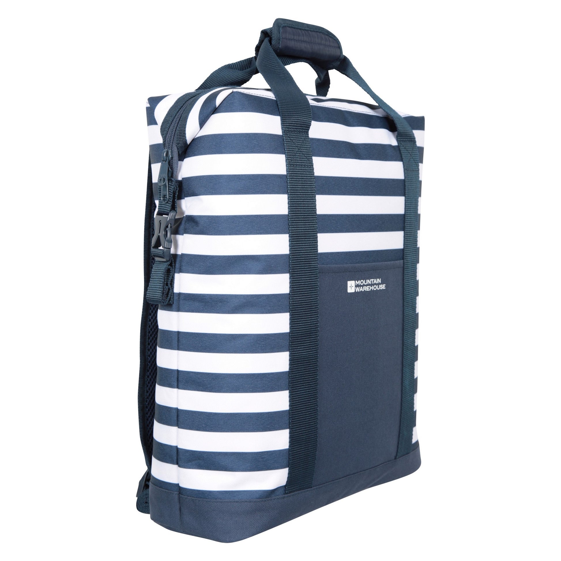 Navy - Side - Mountain Warehouse Contrast Striped Beach Cool Bag