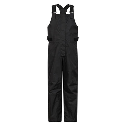 Black - Front - Mountain Warehouse Childrens-Kids Spray Waterproof Dungarees