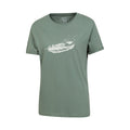 Khaki Green - Side - Mountain Warehouse Womens-Ladies Wave Feather Organic Loose T-Shirt