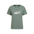 Khaki Green - Front - Mountain Warehouse Womens-Ladies Wave Feather Organic Loose T-Shirt