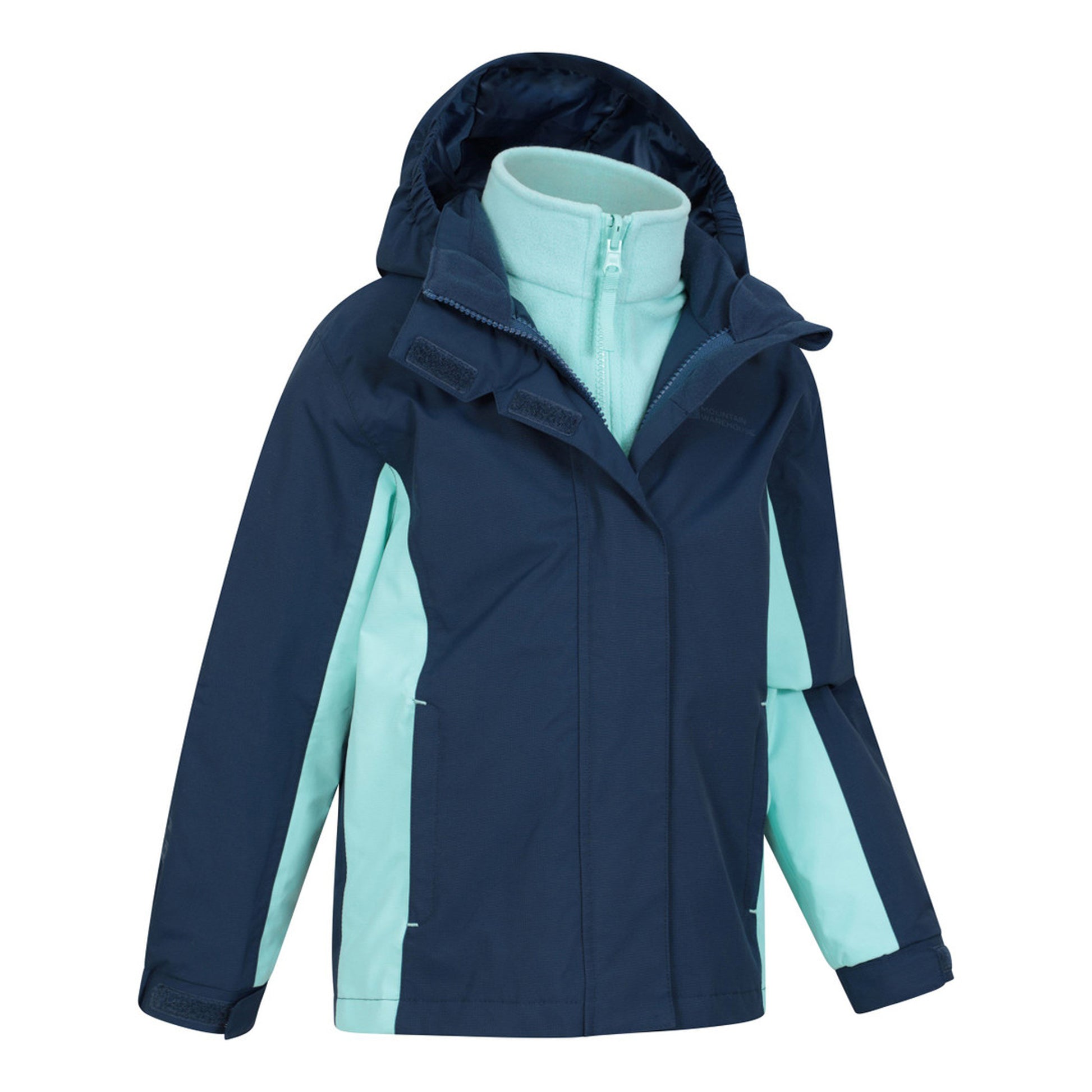 Navy - Side - Mountain Warehouse Childrens-Kids Lightning 3 in 1 Waterproof Jacket