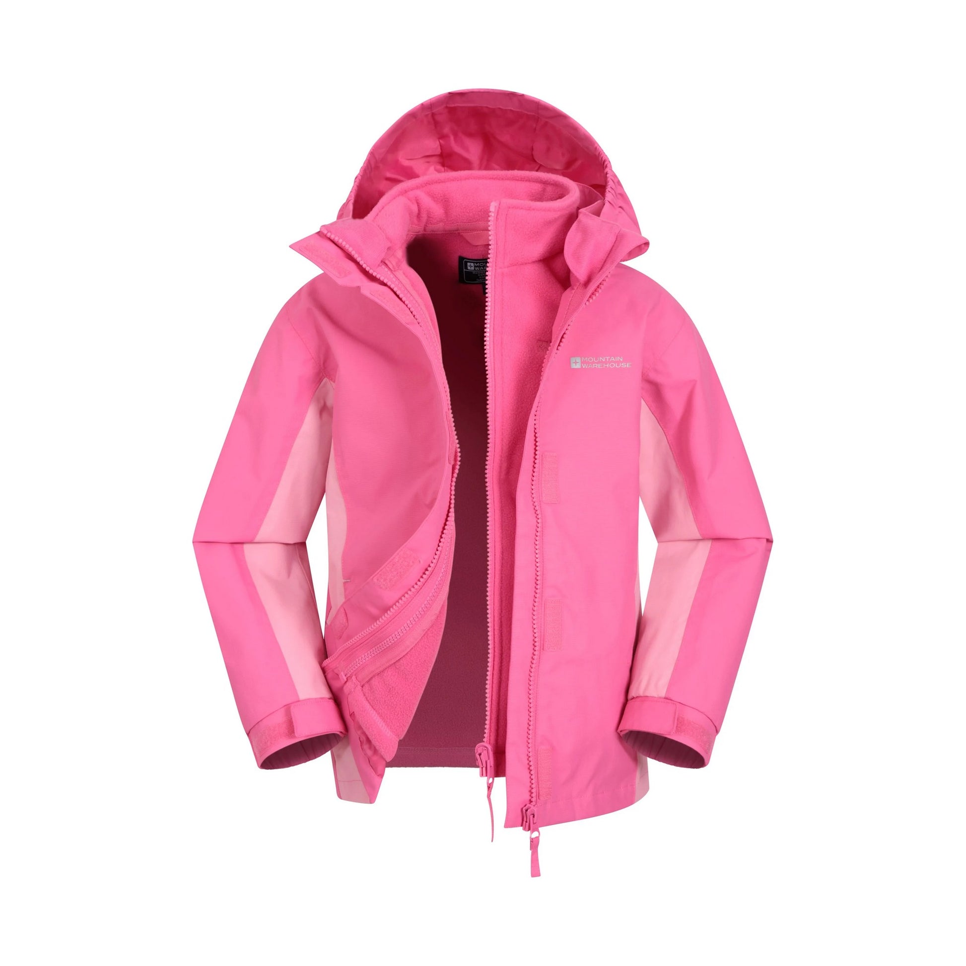 Light Pink - Front - Mountain Warehouse Childrens-Kids Lightning 3 in 1 Waterproof Jacket
