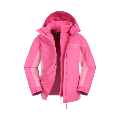 Light Pink - Front - Mountain Warehouse Childrens-Kids Lightning 3 in 1 Waterproof Jacket
