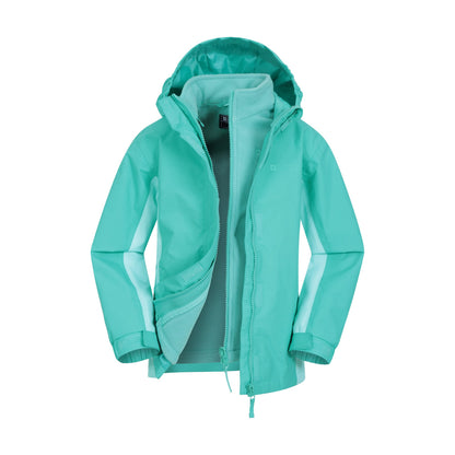 Teal - Front - Mountain Warehouse Childrens-Kids Lightning 3 in 1 Waterproof Jacket