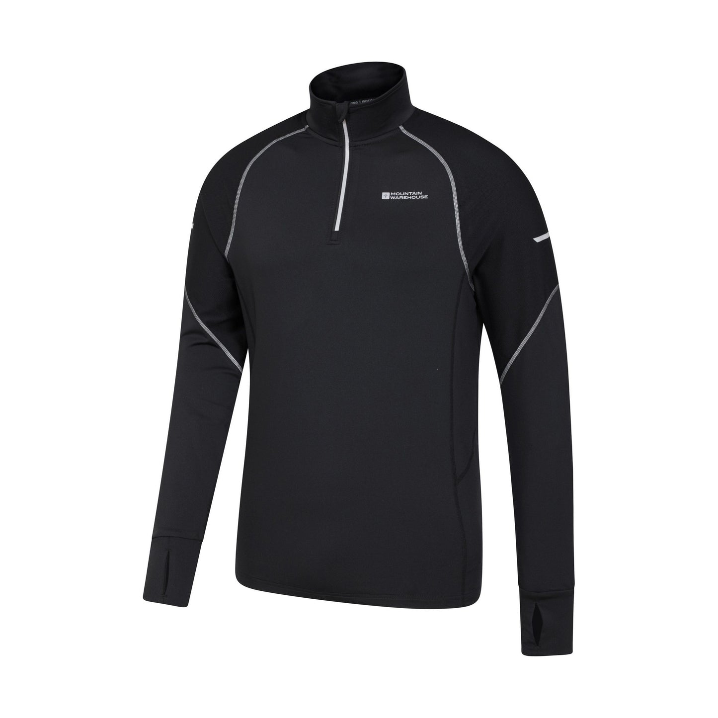 Black - Side - Mountain Warehouse Mens Control Half Zip Midlayer