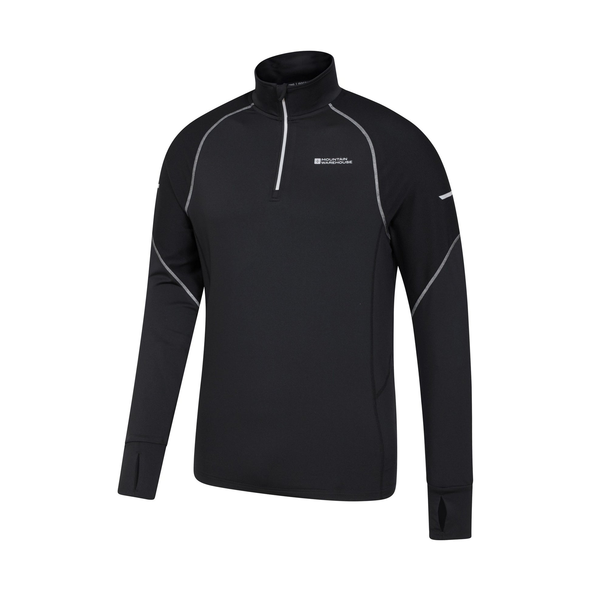 Black - Side - Mountain Warehouse Mens Control Half Zip Midlayer