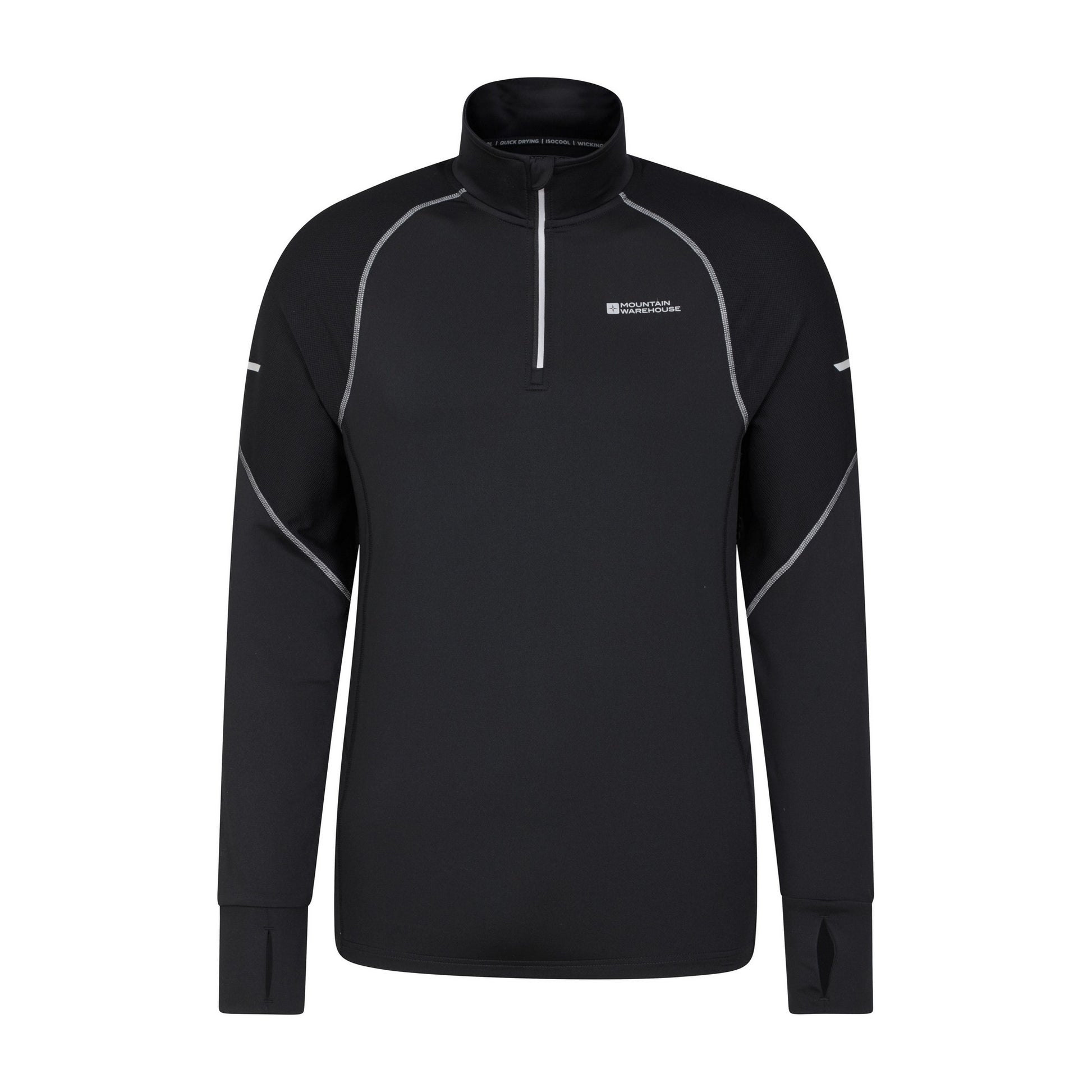 Black - Front - Mountain Warehouse Mens Control Half Zip Midlayer