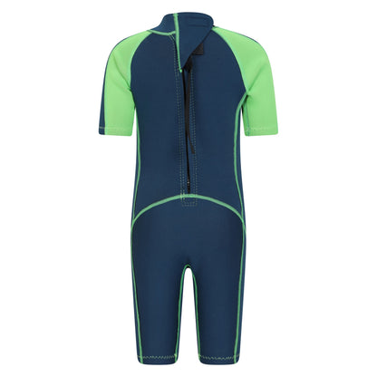 Green - Back - Mountain Warehouse Childrens-Kids Contrast Panel Wetsuit