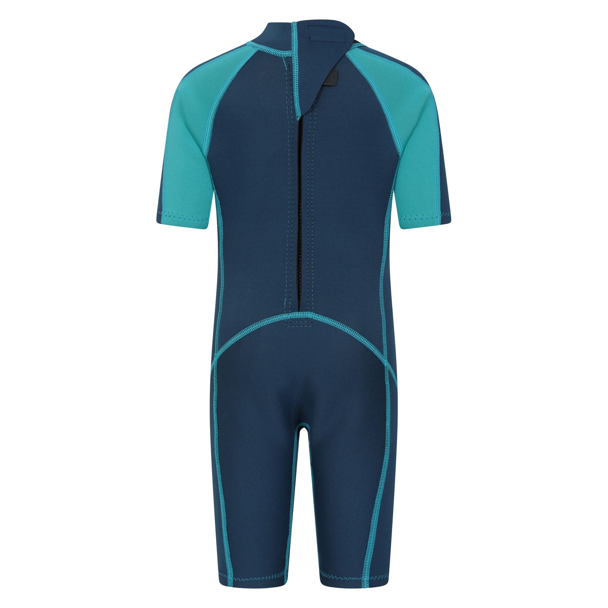 Teal - Back - Mountain Warehouse Childrens-Kids Contrast Panel Wetsuit