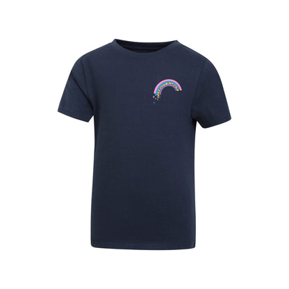 Navy - Side - Mountain Warehouse Childrens-Kids Rainbow Organic T-Shirt