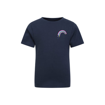 Navy - Front - Mountain Warehouse Childrens-Kids Rainbow Organic T-Shirt