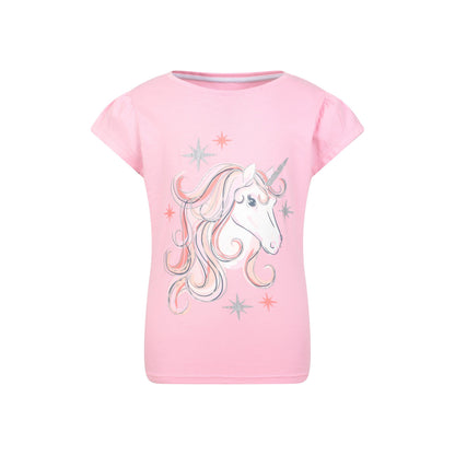 Pink - Front - Mountain Warehouse Childrens-Kids Unicorn Organic T-Shirt